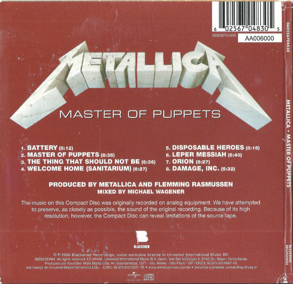 Metallica – Master Of Puppets - CD