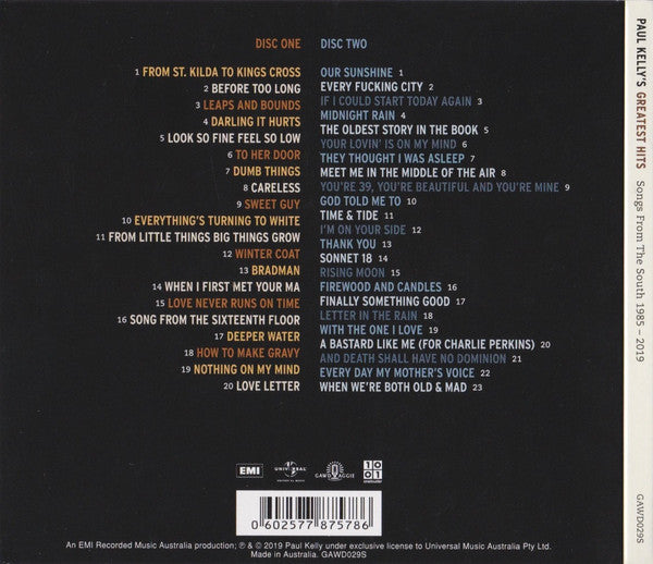 Paul Kelly – Paul Kelly's Greatest Hits (Songs From The South 1985 - 2019) - CD