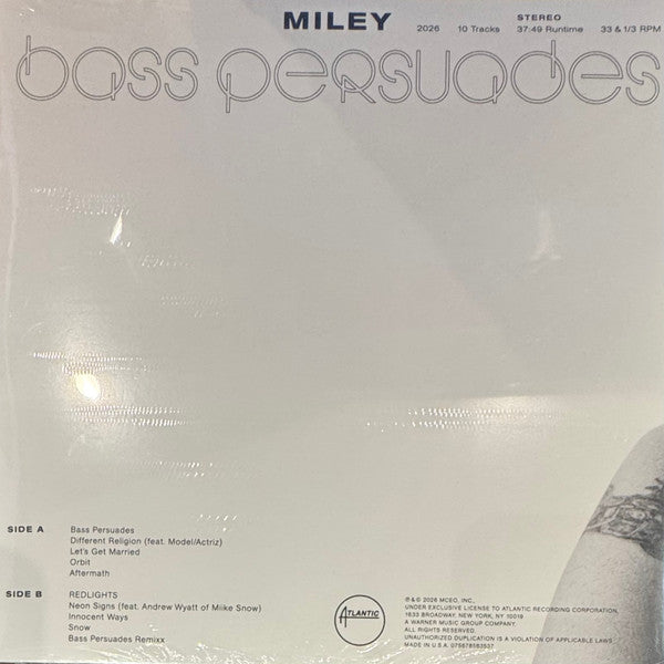 Miley Cyrus – Bass Persuades - LP