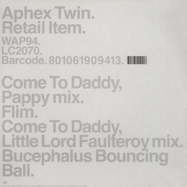 Aphex Twin – Come To Daddy - Vinyl, 12", Single, Repress, 45 RPM