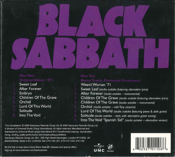 Black Sabbath – Master Of Reality CD