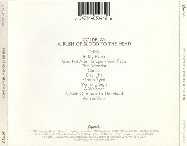 Coldplay - A Rush of Blood to the Head - CD