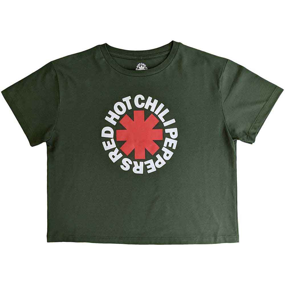Red Hot Chili Peppers Ladies Crop Top: Classic Asterisk (Green)