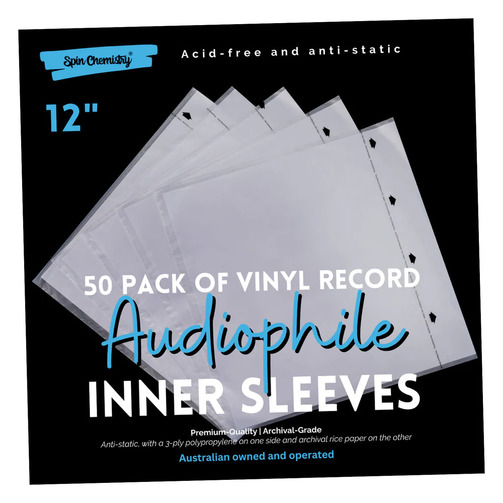 50 Pack Archival Grade 12" Record Inner Sleeves (White) - Spin Chemistry