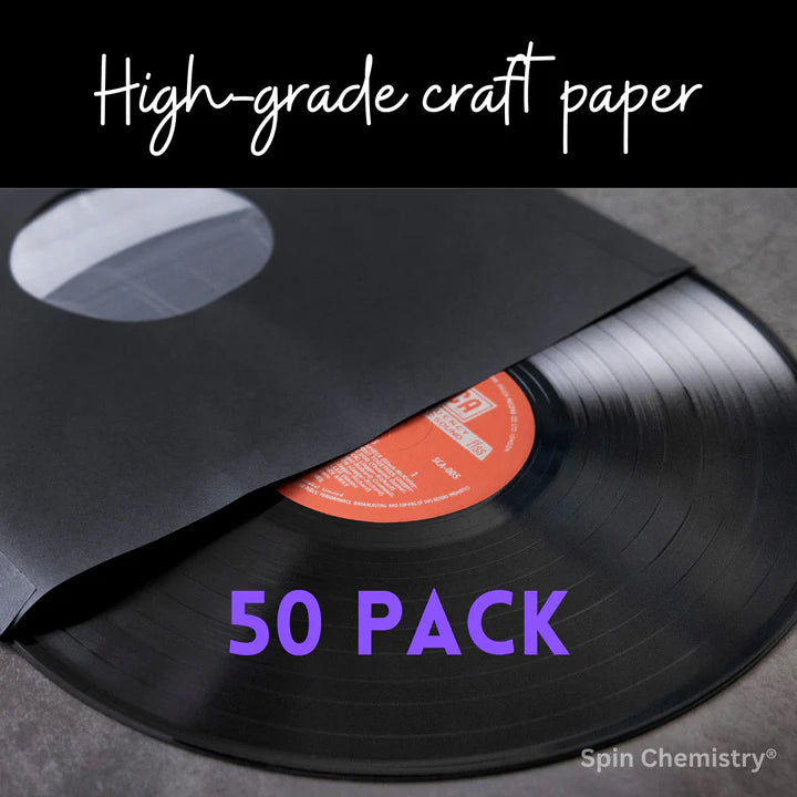 50 PACK OF CRAFT PAPER VINYL RECORD INNER SLEEVES WITH ARCHIVAL POLY I 50-pack-of-craft-paper-vinyl-record-inner-sleeves-with-archival-poly-i