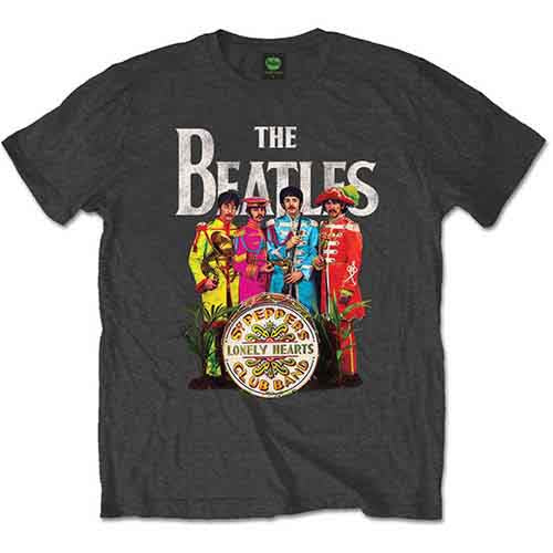 Beatles Unisex T-Shirt: Sgt Pepper (Grey-Green)