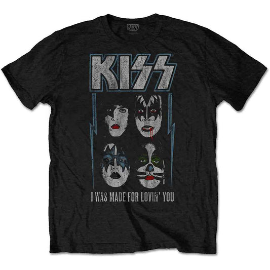 KISS Unisex T-Shirt: Made For Lovin' You (Black) (Charcoal for SM & MED)