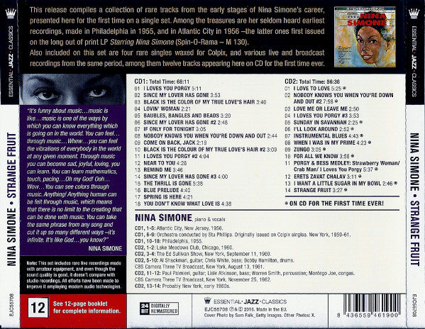 Nina Simone - Strange Fruit - Rare Studio & Live Recordings - CD