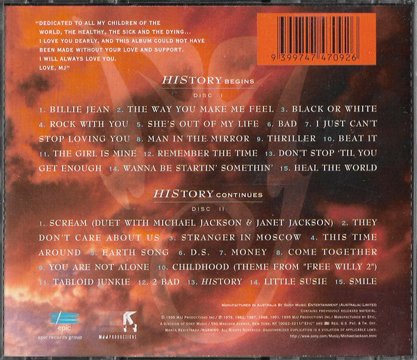 Michael Jackson – HIStory - Past, Present And Future - Book I- CD