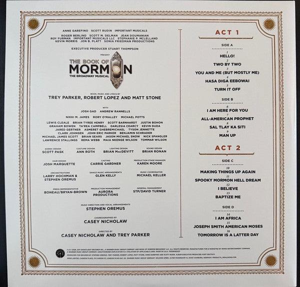 Various – The Book Of Mormon (Original Broadway Cast Recording) - 2LP