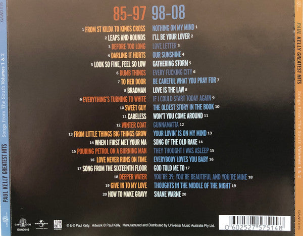 Paul Kelly – Songs From The South - Paul Kelly's Greatest Hits (Volumes 1 & 2) 2 x CD