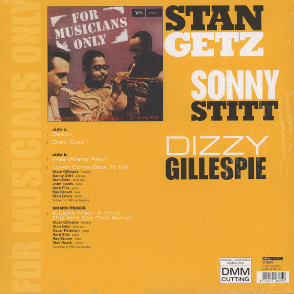Stan Getz, Dizzy Gillespie, Sonny Stitt – For Musicians Only - LP