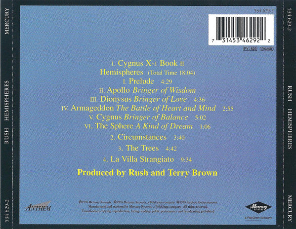 Rush – Hemispheres - CD