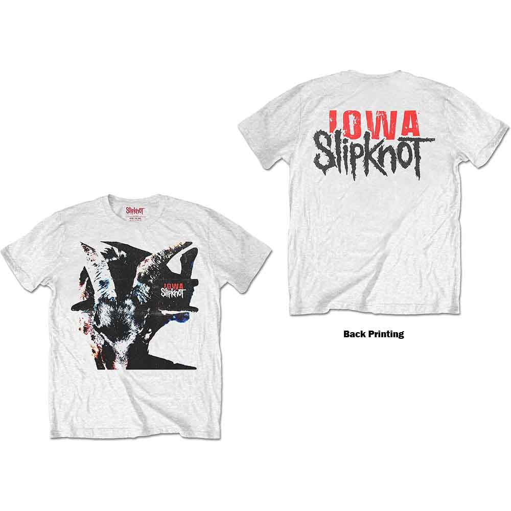 Slipknot Unisex T-Shirt: Iowa Goat Shadow (White) (Back Print)