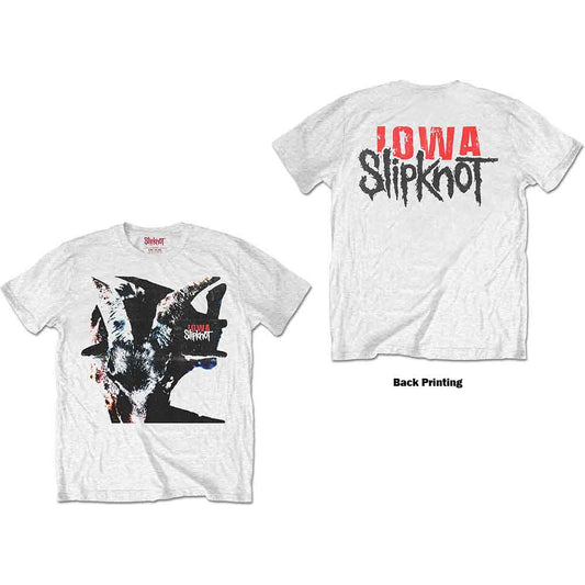 Slipknot Unisex T-Shirt: Iowa Goat Shadow (White) (Back Print)