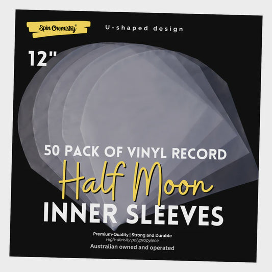 50 PACK OF VINYL RECORD 12" INNER SLEEVES | HALF MOON LP SLEEVES