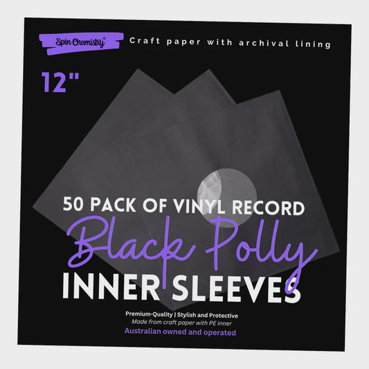 50 PACK OF CRAFT PAPER VINYL RECORD INNER SLEEVES WITH ARCHIVAL POLY INNER LINING (BLACK)